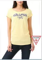 tee shirt mujer guess short sleeve genereux cotton 2013 france sm ss-1981 yellow